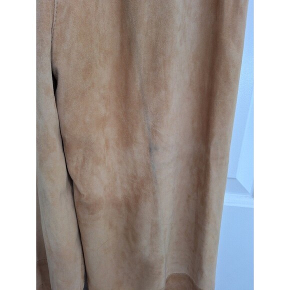 La Matta Suede Leather Women Pant Italy Brown High Waist Pleated Size Small - Picture 11 of 12